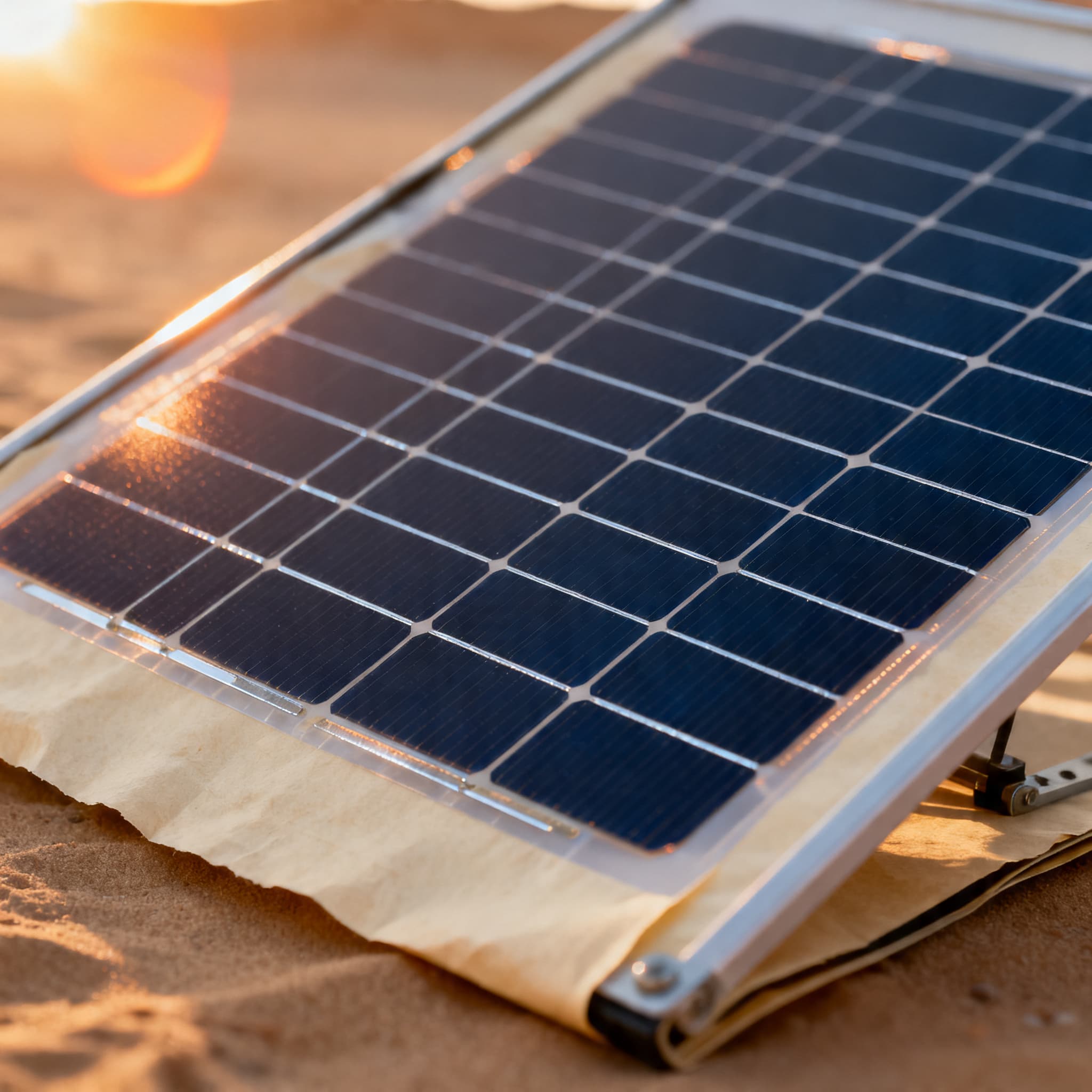 Macro engineering detail of Nuria Solar Folding Panel