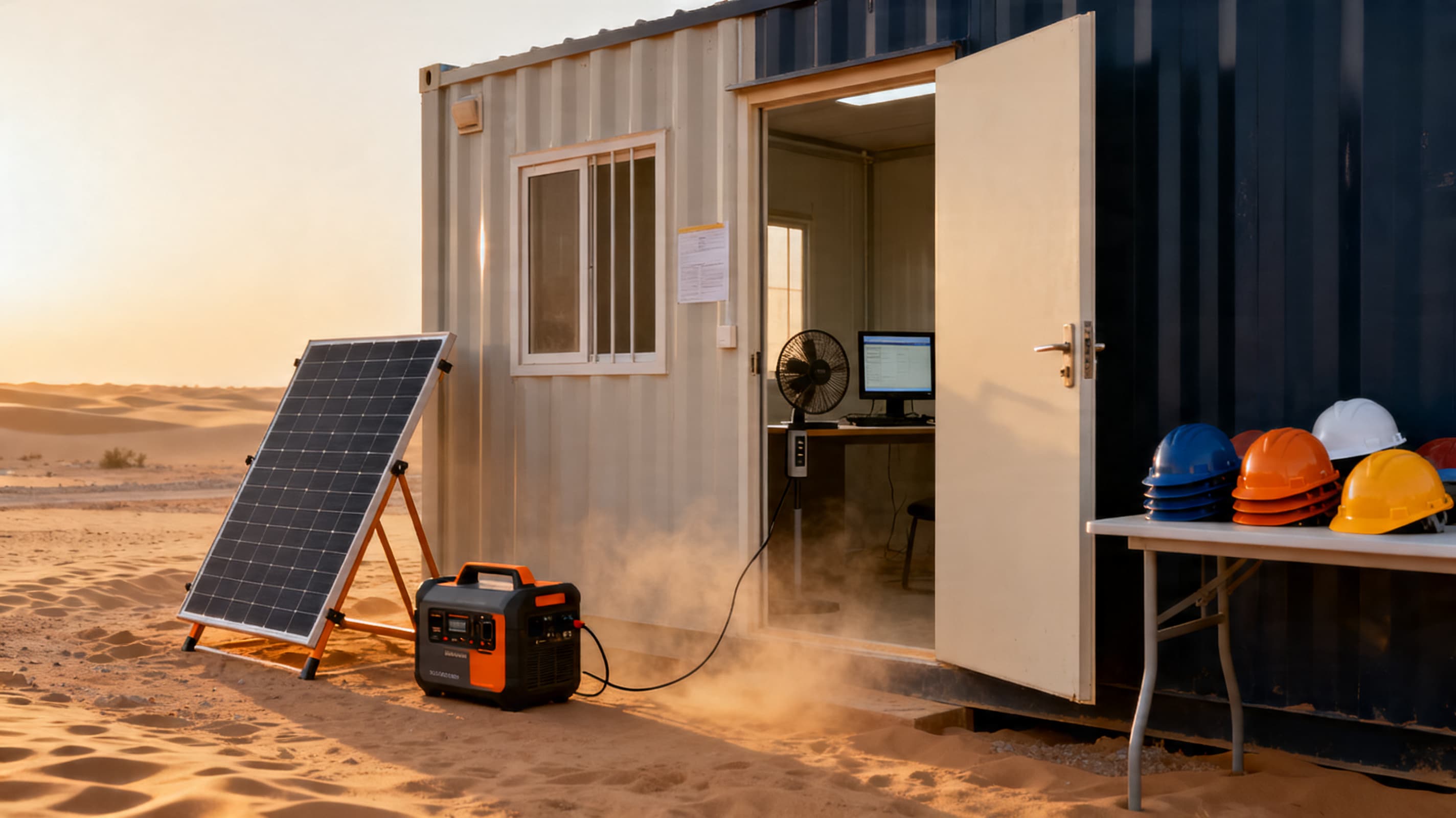 Construction Sites — Site-office power without a fuel run.