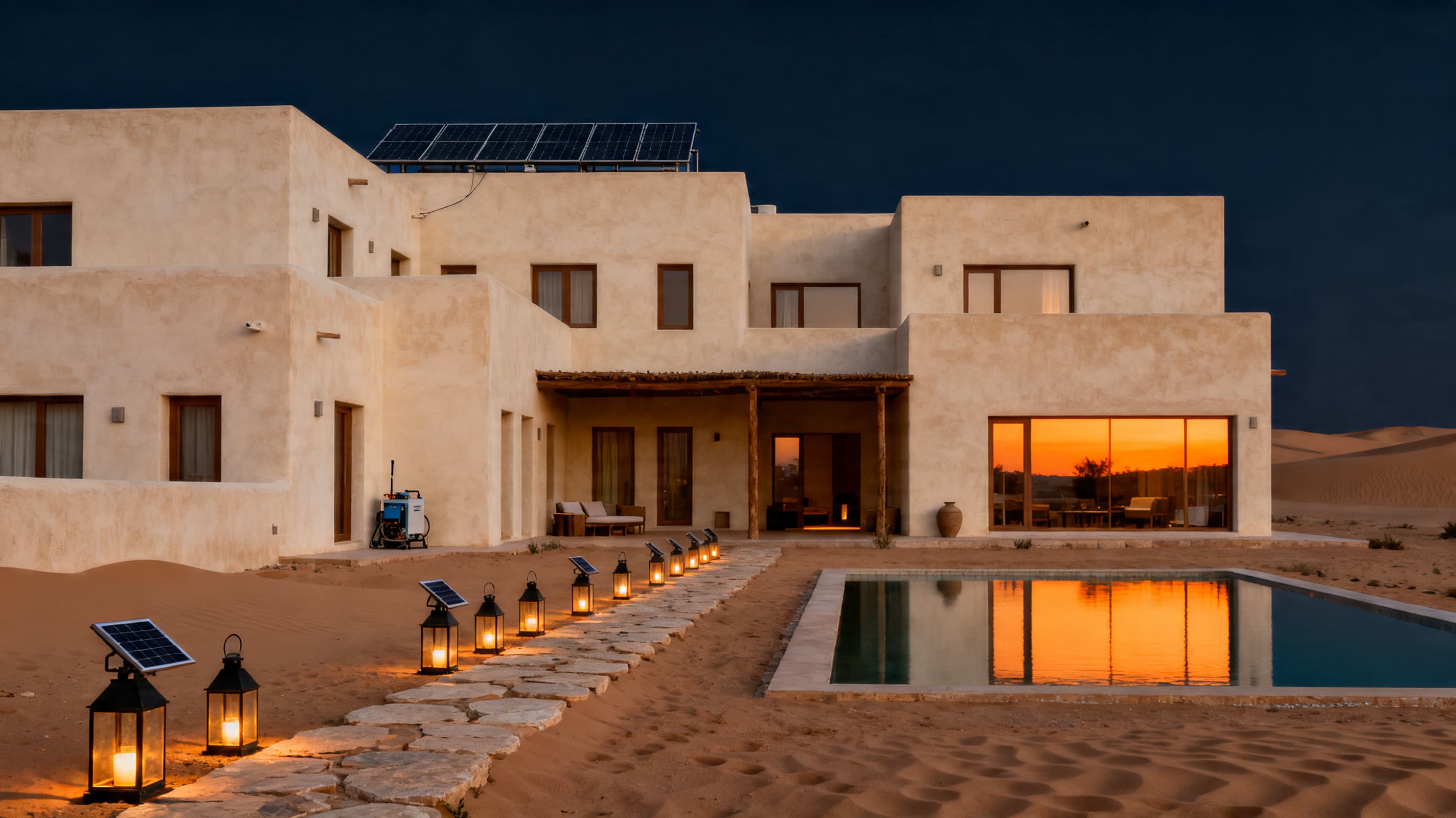 Eco-Hospitality — Power and light that disappear into the architecture.